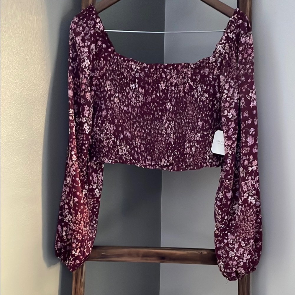Altar’d State Floral Smocked Burgundy Top
NWT
